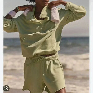 Free People Light Green Sweatshirt & Shorts Set